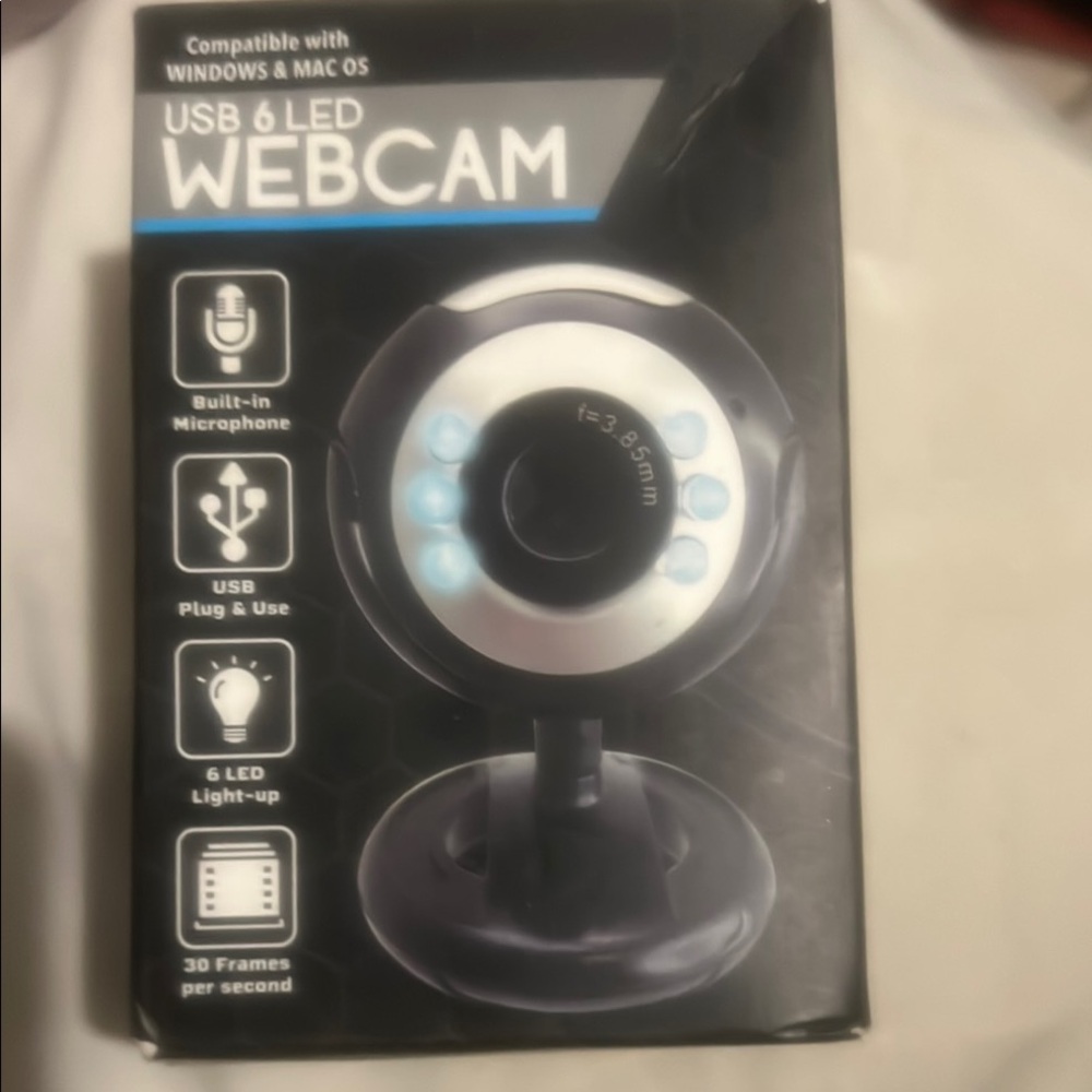 Black and Silver USB Webcam with Built-in Microphone